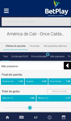 Apostar en el sitio web móvil de Betplay