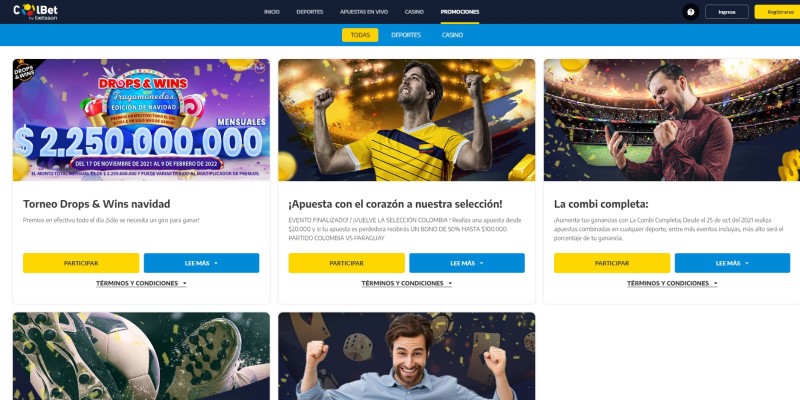 Bonos de apuestas deportivas online de Colbet