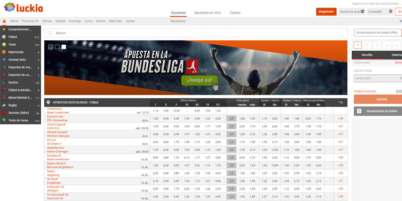 Sitio web de apuestas de Luckia