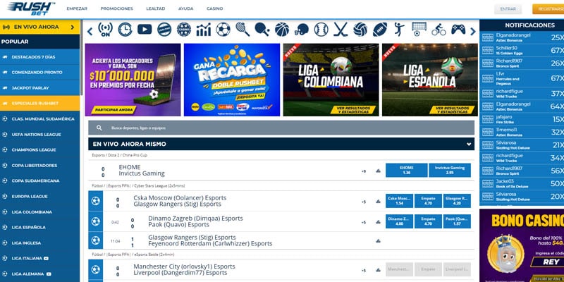Sitio web de apuestas de Rushbet
