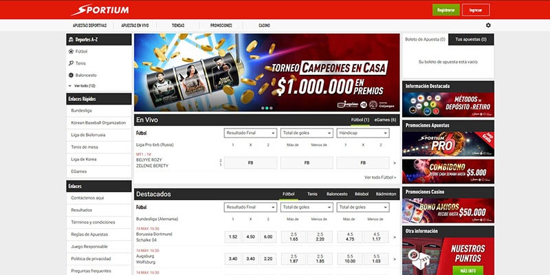Sitio web de apuestas de Sportium