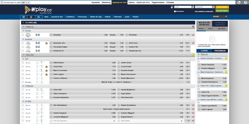 Las apuestas en vivo están disponibles para muchos eventos deportivos en Wplay