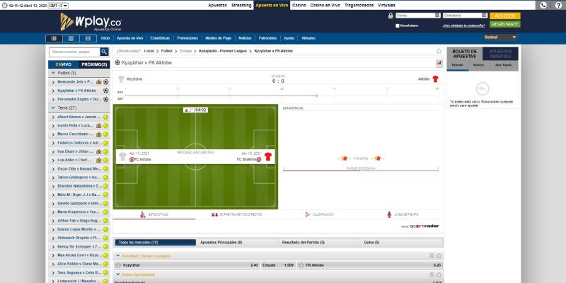 Pagina principal de deportes de Wplay