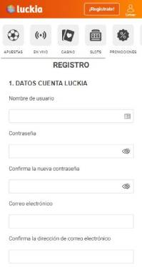 Cómo registrarse en Luckia desde la aplicación móvil