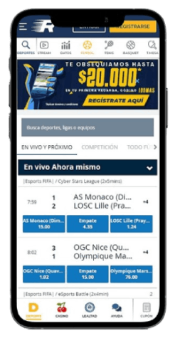 Versión ios móvil del sitio web de Rushbet para jugar en línea